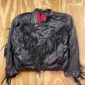Vintage Berman's Fringe Leather Motorcycle Jacket – Women’s L (Made in Korea)